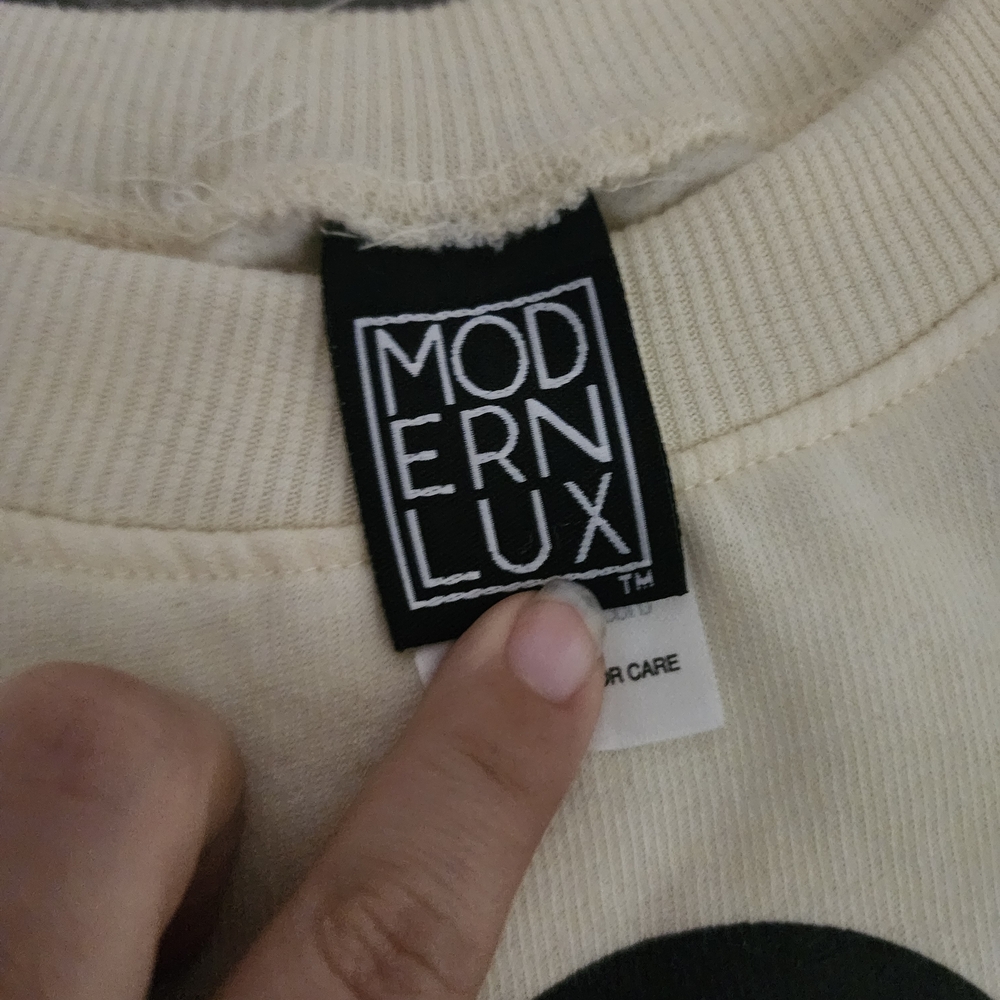 Dog Mom Crewneck Sweatshirt in Cream with Gray Sleeves XS Like New - Picture 4 of 5